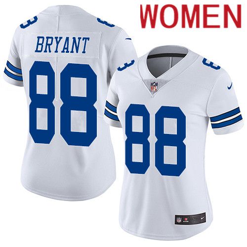 Women Dallas Cowboys #88 Dez Bryant Nike White Vapor Limited NFL Jersey->women nfl jersey->Women Jersey